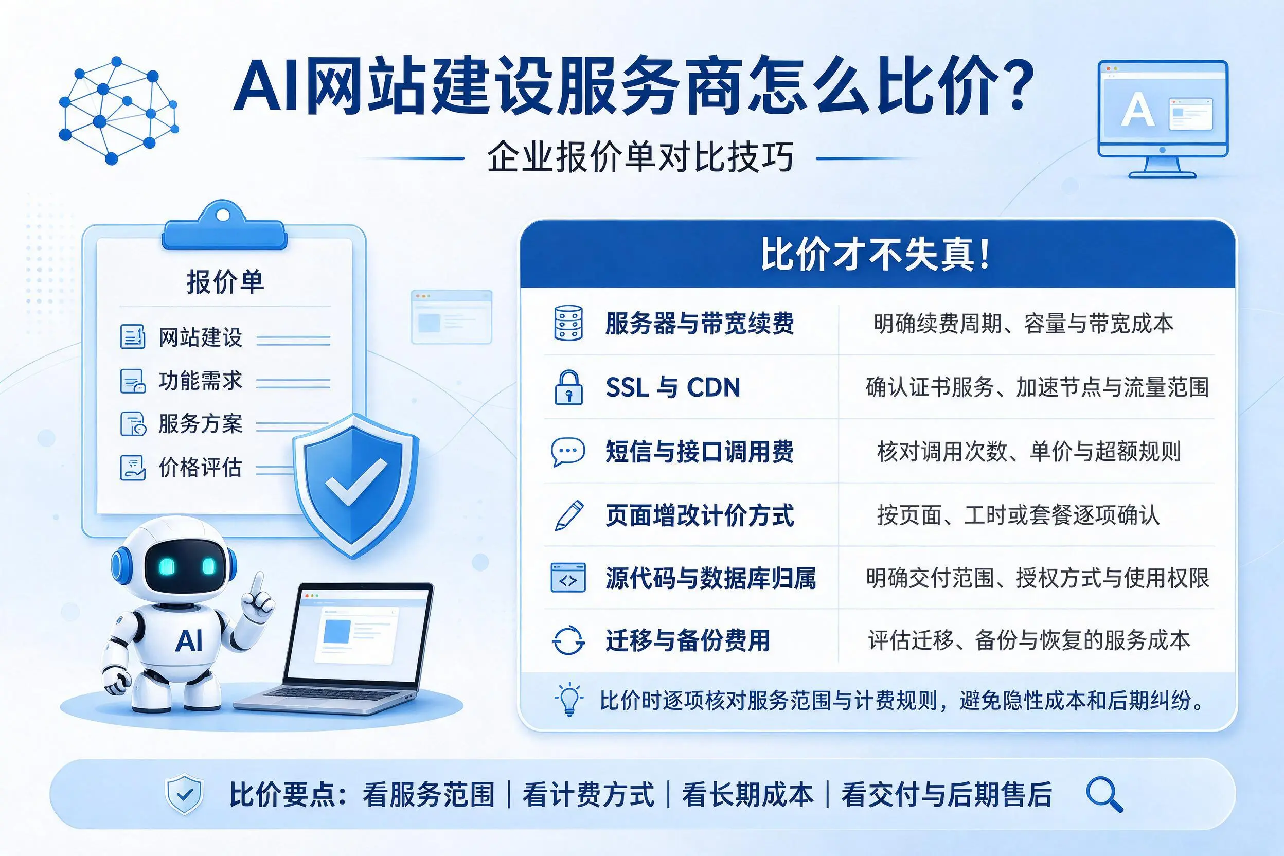 AI网站建设服务商怎么比价？肇庆企业报价单对比技巧